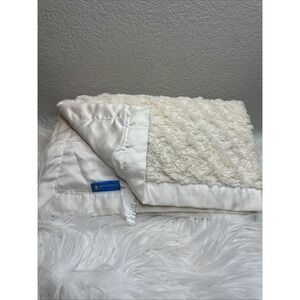 $31 🌙 Tiddliwinks Baby Blanket White Fluffy Fur Satin EUC CLEAN CREAM